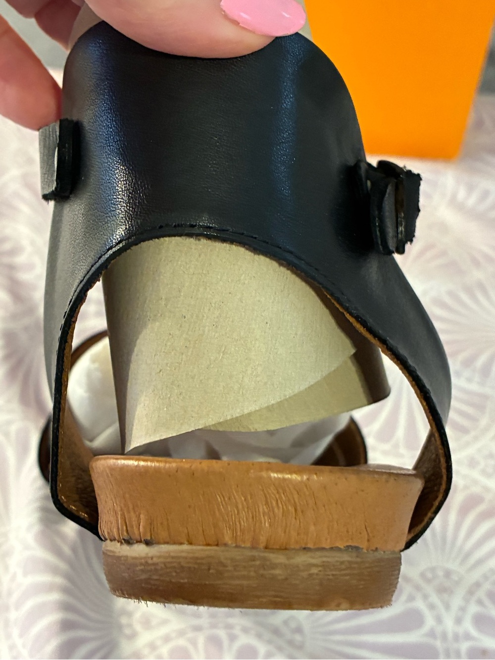 Miz Mooz Black Leather Open-Toe Ankle Strap Sandals - Picture 4 of 8